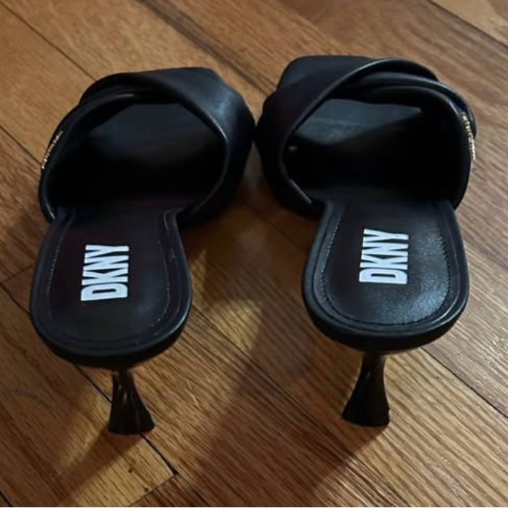 DKNY Black Heeled Mules